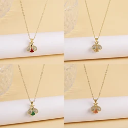 Light Luxury Fashion Gold Plated Crystal Zirconia Bee Pendant Necklace For Female Male Copper Chain Choker Jewelry Accessories