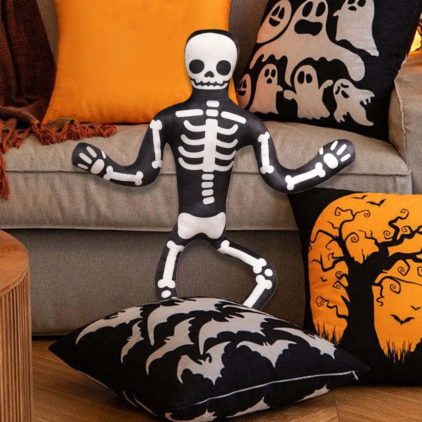 Halloween Gefülltes Skelett Huggable Cuddly Skull Kissen Festliche Home Party Dekorationen Schädel Kissen Für Couch Sofa Bett Wohnzimmer