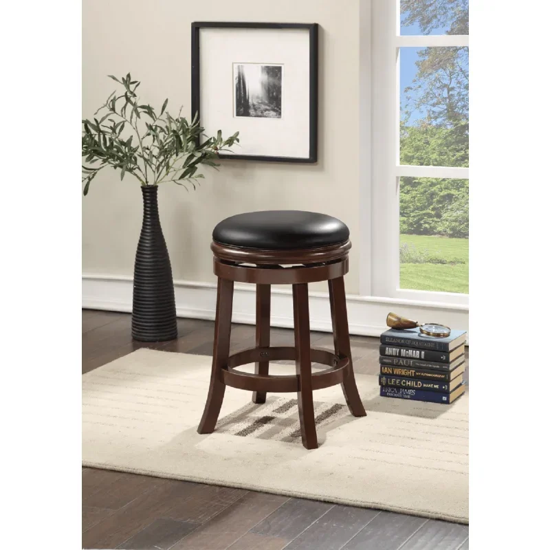 24in. Backless Swivel Wood Counter Stool Cappuccino Finish Bar Stools for Kitchen Chaise  Bar