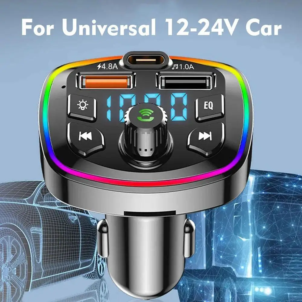 Chargeur de voiture transmetteur FM Bluetooth, overd'absorption, mains libres, vrai 4,8 A, touristes, port USB, charge rapide PD, MP3, musique, carte TF, disque U, lecteur AUX