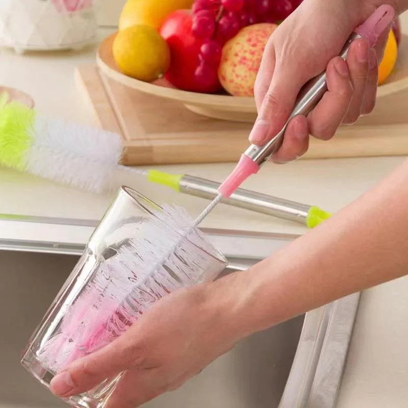 Home Kitchen Tools Long Handle Cleaning Brush Water Bottle Brush Baby Milk Bottle Gap Glass Tube Bendable Head Cleaning Brush