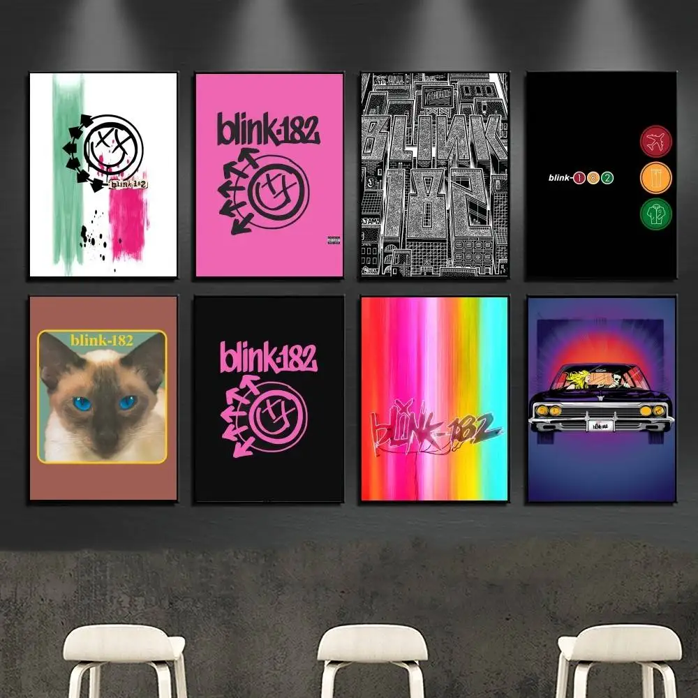 B-BLINK-182 One More Time Poster Sticker Gallery Prints Self Adhesive Home Decor Decoration Wall Decals Living Room