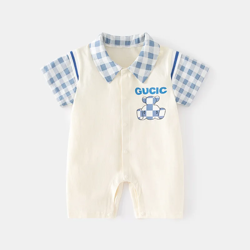 Baby Summer Short Sleeve Rompers Baby Ultra-Thin Air Conditioning Clothes Summer Romper Newborn Open Crotch Thin Romper
