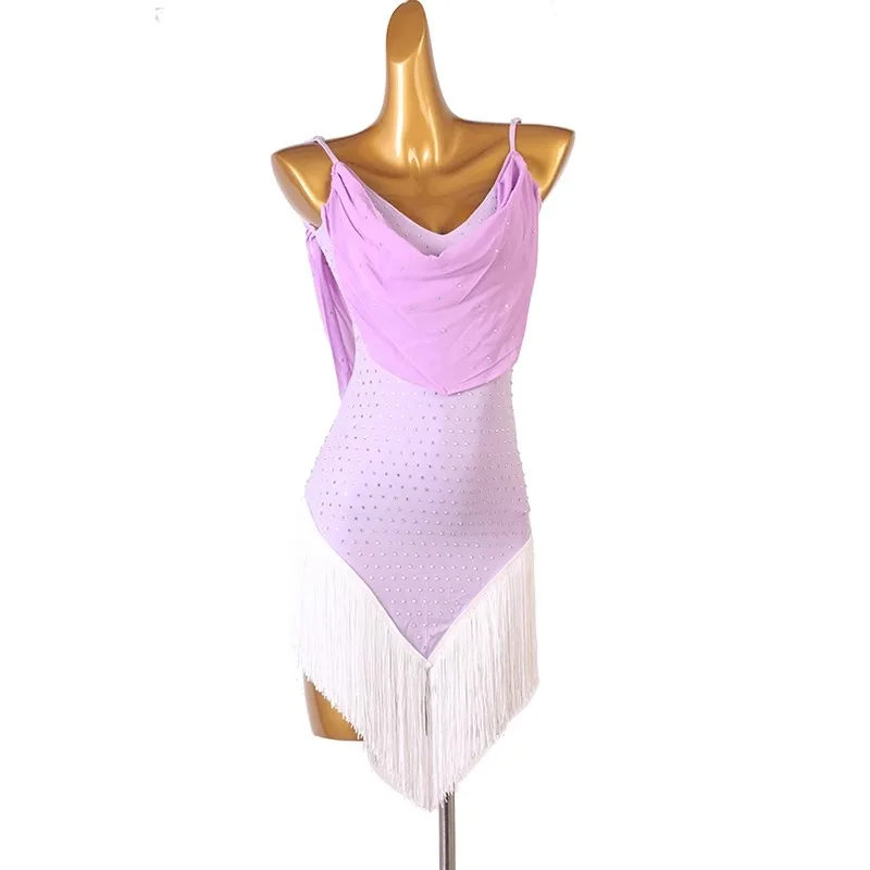 

Full Diamond Latin Dance Dress Competition Dress Performance Dress Professional Adult Strap Samba Rumba Dance Dress New Product