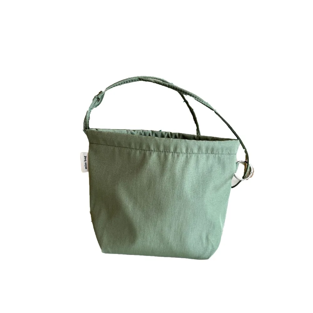 

Многоразовая плиссированная сумка-тоут на шнурке, однотонная парусиновая сумка большой емкости, сумка-ведро, школьная сумка-облако в корейском стиле