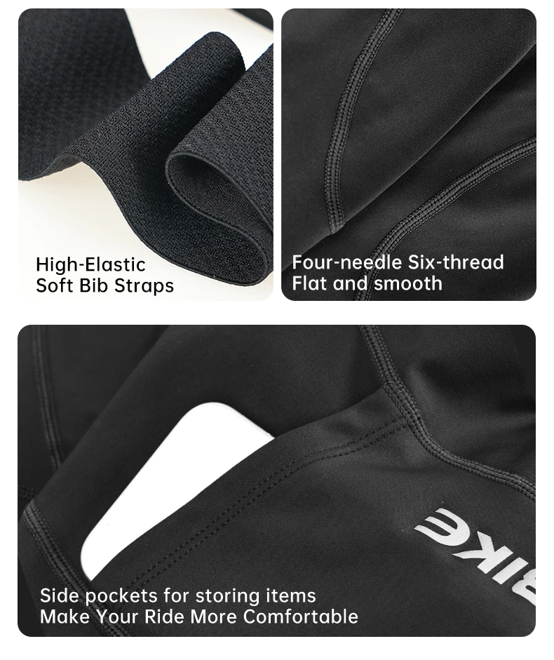 INBIKE Radsport-Fleece-Latzhose für Herren, Herbst-Winter, warme Radsport-Latzhose, thermische winddichte Fahrradhose, Fahrrad-Reithose – Detail 12