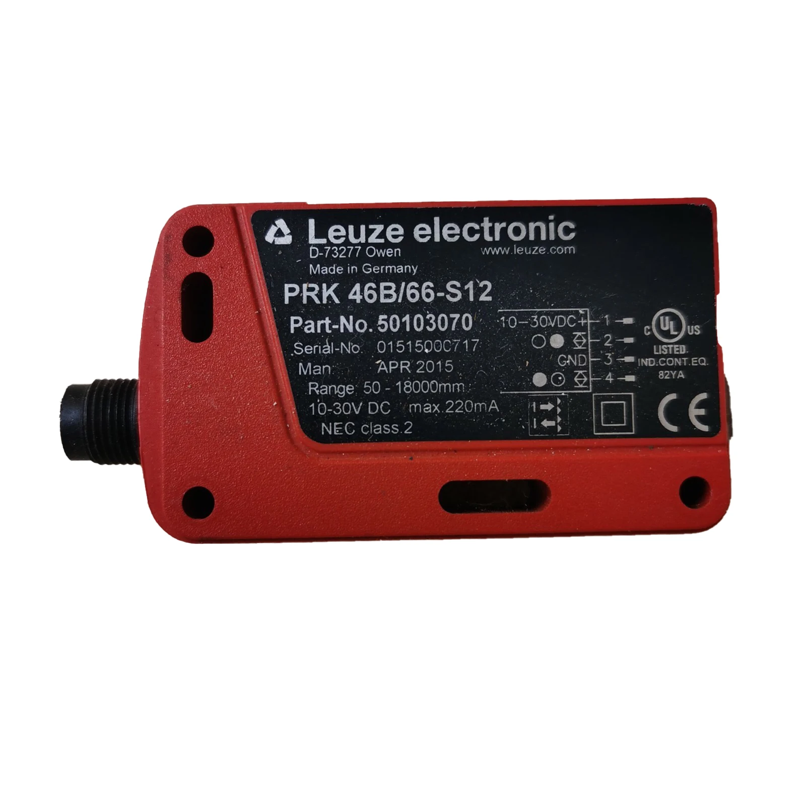 New Original LEUZE Optical Sensors PRK 46B/66-S12 Retroreflective Photoelectric Sensors in Stock