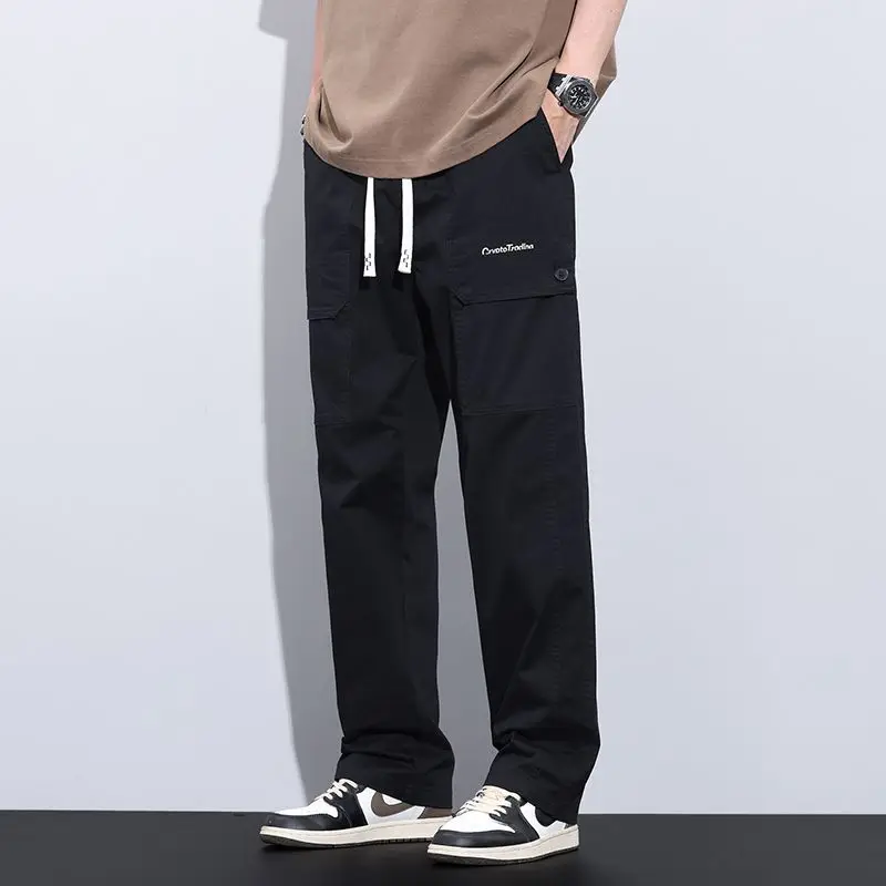 Jeans a gamba larga lavati stile giapponese Pantaloni da lavoro vintage da uomo Pantaloni casual larghi a gamba dritta estivi