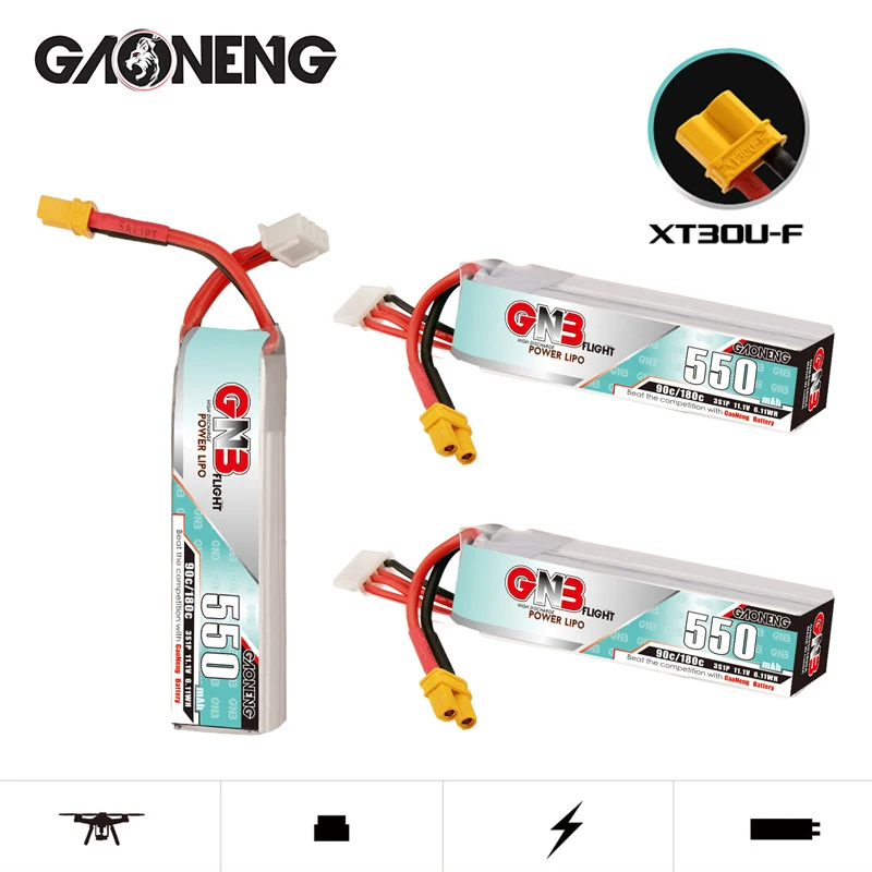 GNB 3S 11.1V 550mAh 90C/Max 180C LiPo batteria per TINY8X Blade Inductrix FPV QX2 120S Beta75S Drone Quadcopter parti 3S batteria