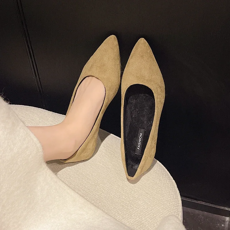 Outdoor Pull on Slip-on Loafers Pointed Toe Shallow Low Heel Pumps Fashion Party Office Women Shoes Spring Autumn Ladies Shoes
