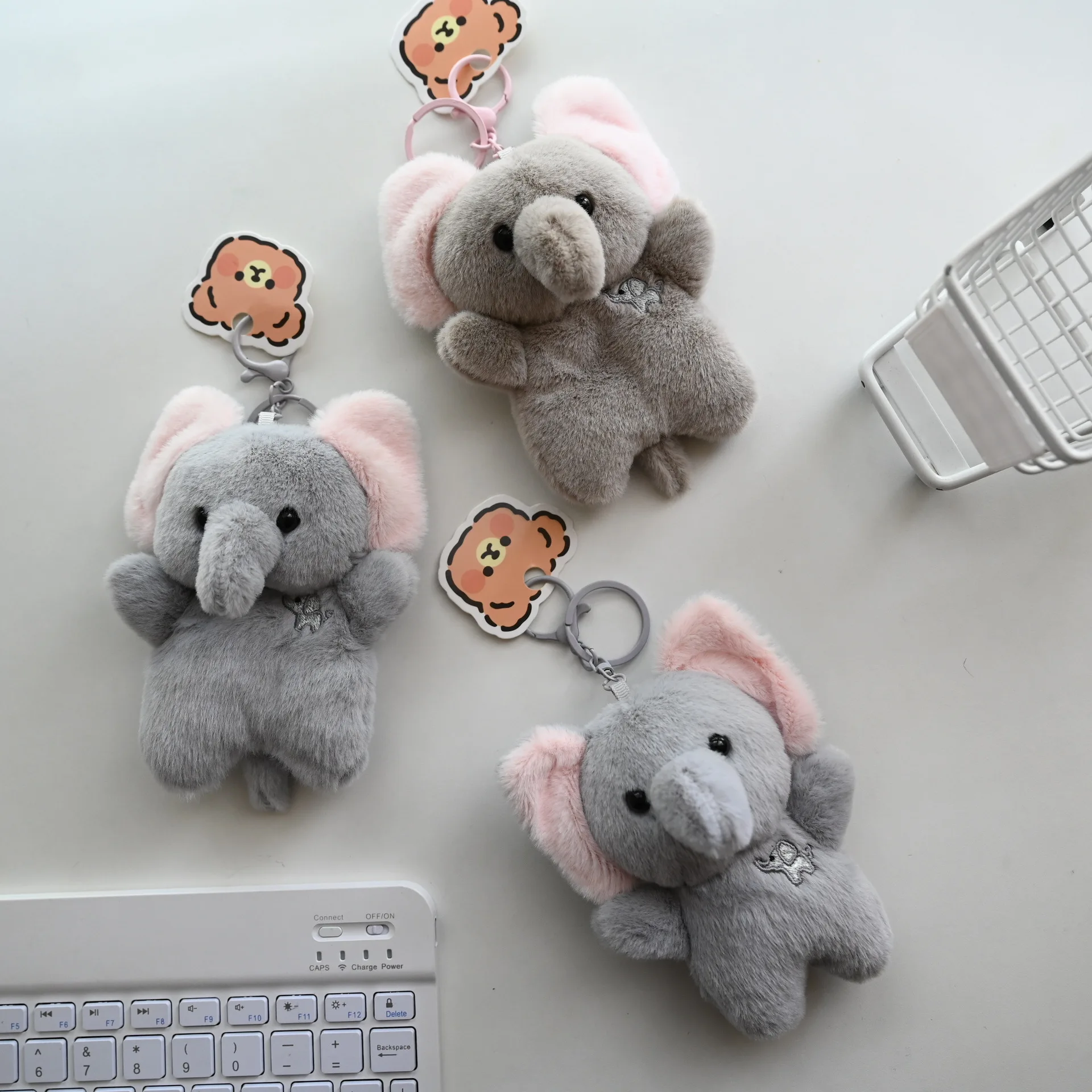 4-Inch Cute Cartoon Elephant Plush Keychain, Versatile Bag Charm, Coin Purse & Storage Toy