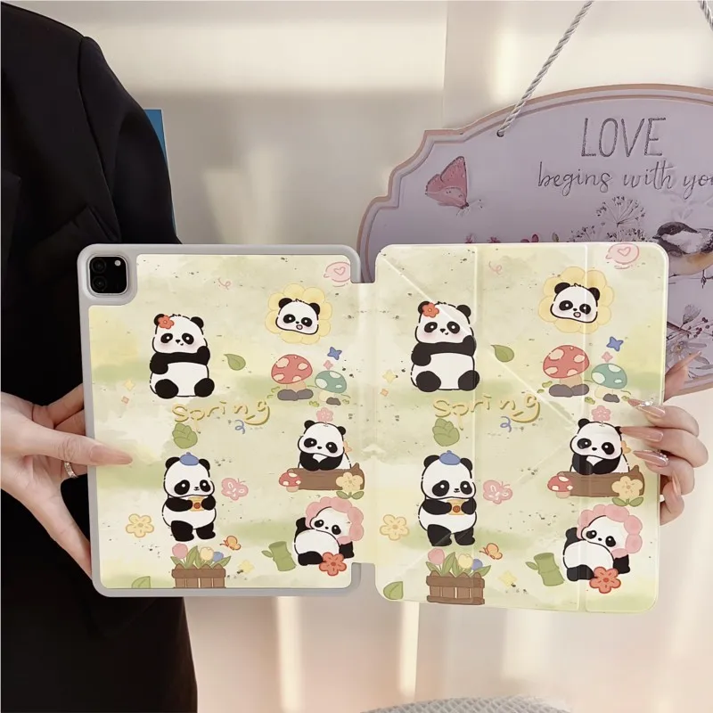 

Чехол для планшета с милым рисунком панды и держателем для карандашей для iPad 7/8/9-го поколения 10,2 дюйма, 10-го поколения Air4/5 10,9 дюйма, ударопрочный чехол