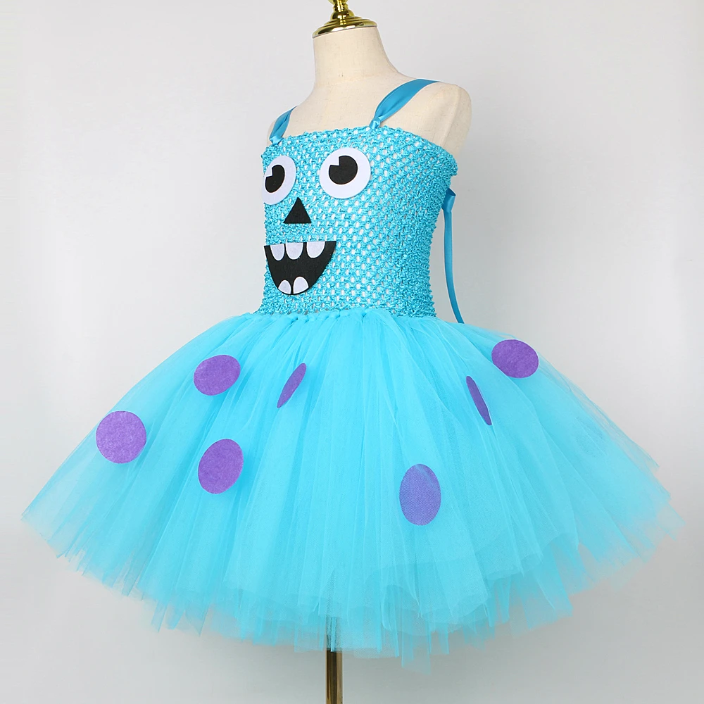 Blue Shaggy Monster Sullivan Costume Girls Birthday Halloween Cosplay Outfit for Kids Carnival Fancy Tutu Dress Disguise Clothes