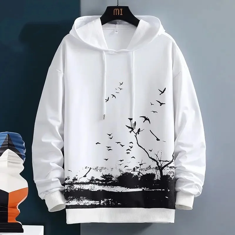 Autumn Fashion Letter Print Men's Hoodies 3D Printed Simple Design Outdoor Street Hip Hop Hooded Sweatshirt Loose Casual Clothes