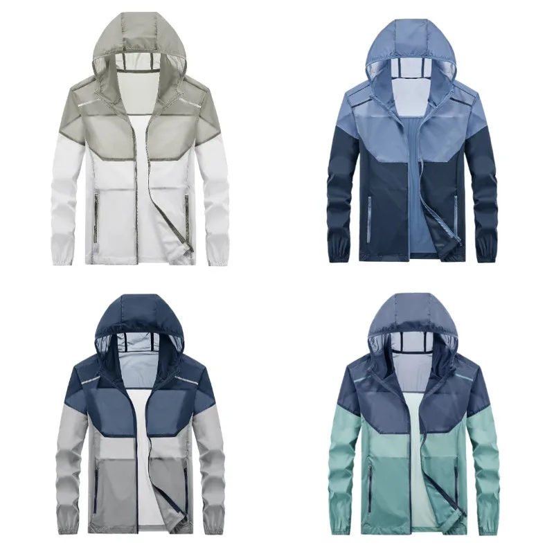 

Men's Fashionable Spliced UV Resistant Jacket Summer Outdoor Golf Sports Casual Windproof and Breathable Sunscreen Clothing