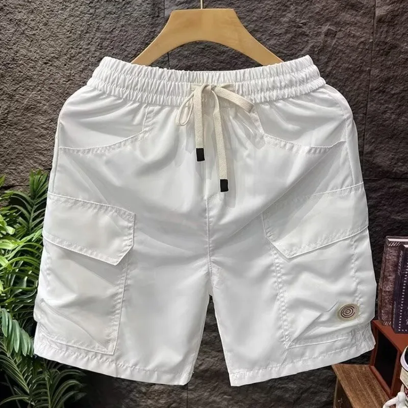 

Высококачественные спортивные шорты, мужские однотонные повседневные шорты, летние дышащие спортивные брюки, пляжные белые быстросохнущие спортивные штаны, новые