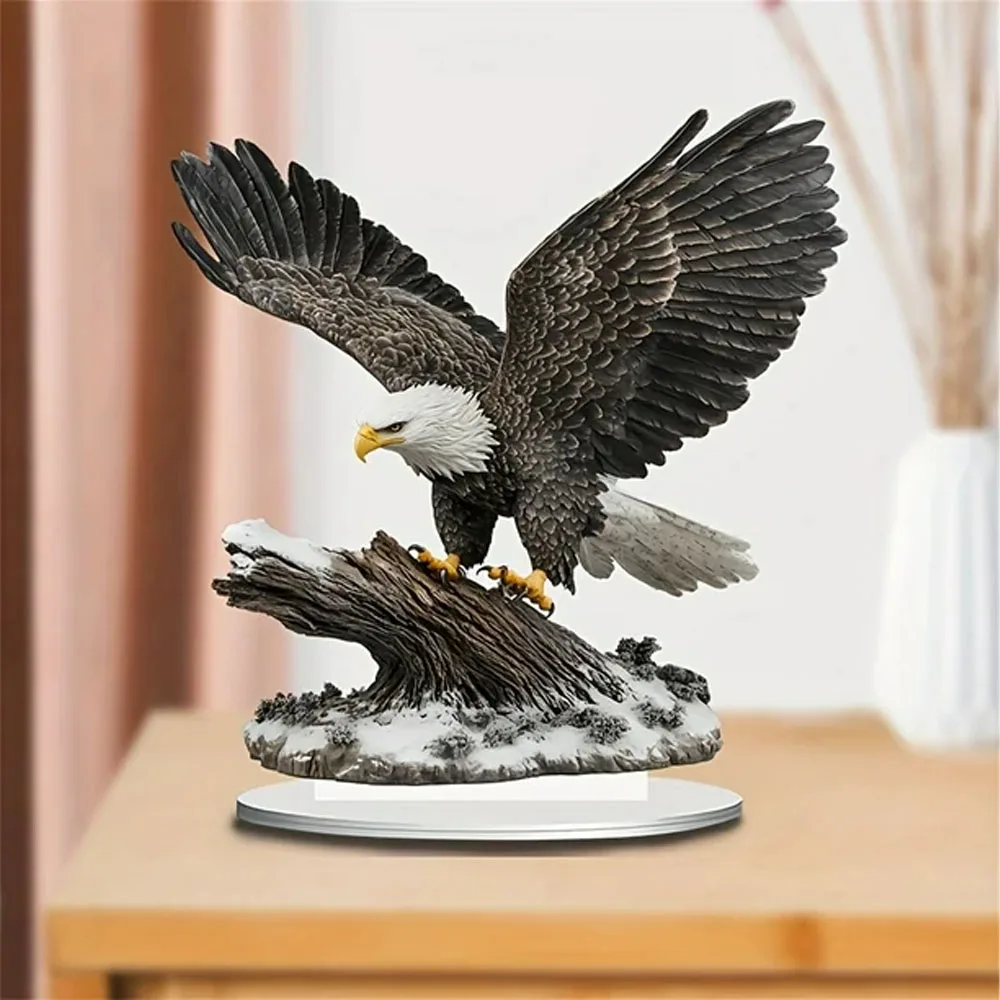 Escultura de águila de acrílico, placa decorativa multiusos para mesa, Ideal para oficina, jardín, patio, interior y exterior, 1 ud.