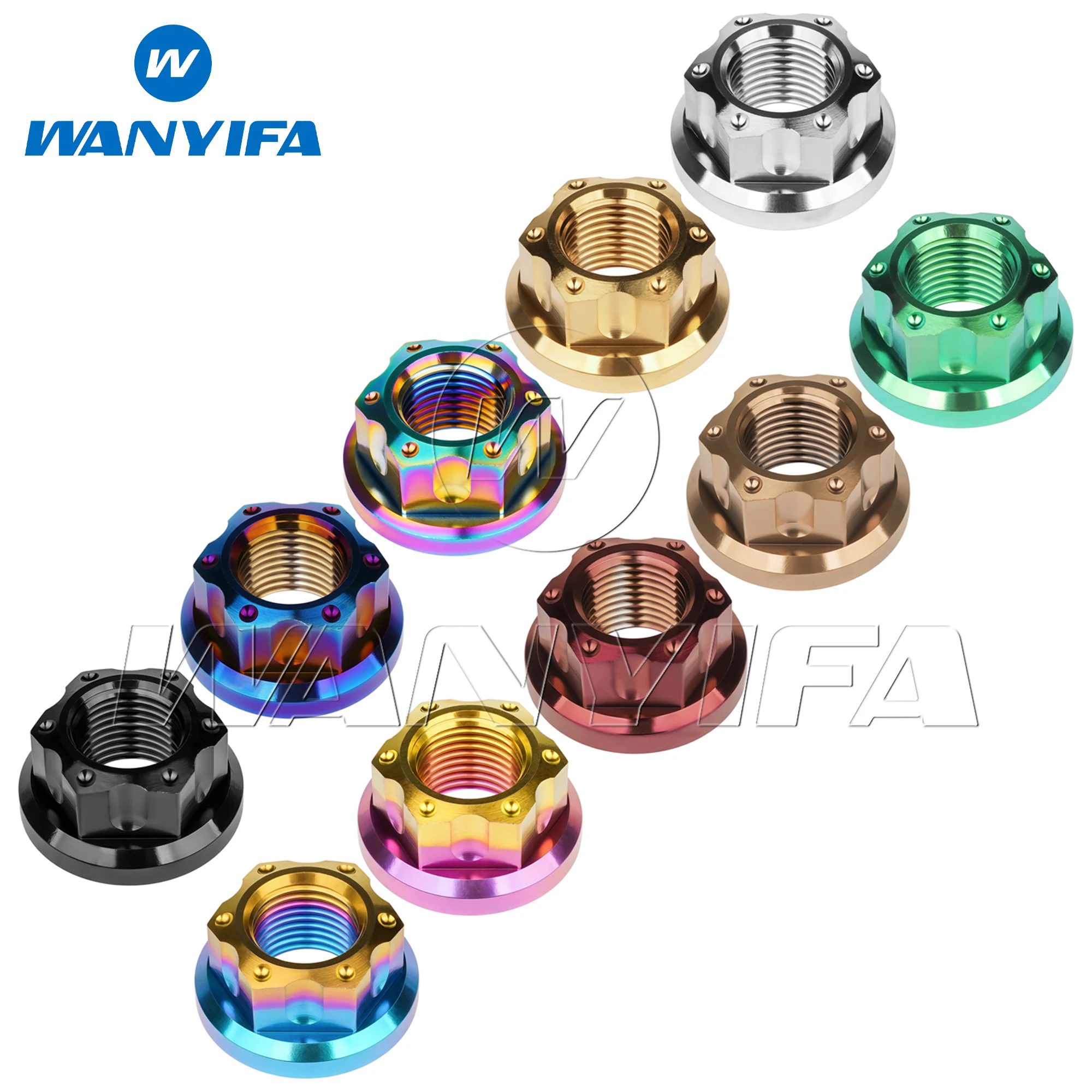 Wanyifa Titanmutter M6 M8 M10 M12 M14 M16 Fancy Hex Hexagon Flanschmuttern für Fahrrad Motorrad Hinterachse Titanbefestigungen
