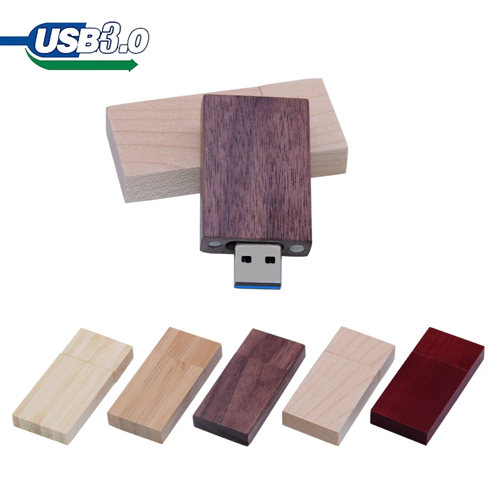 10pcs/lot USB 3.0 Flash Drive Memory Stick Wooden Pendrive 8GB 16GB Cle U Disks 32GB 64GB 128GB Free Logo Wedding Gifts memorias