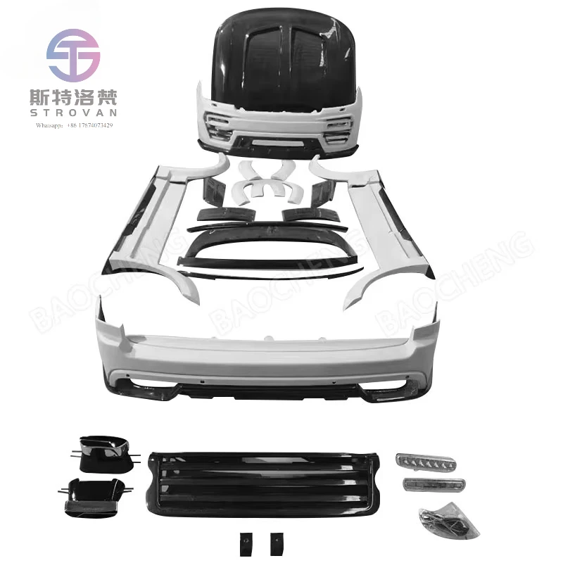 Gaya BC untuk Rang Rover Vogue 2013-2017 Pembaruan Gaya MSY Bumper Kap Mesin Rok Samping Kit Bodi Setengah Serat Karbon