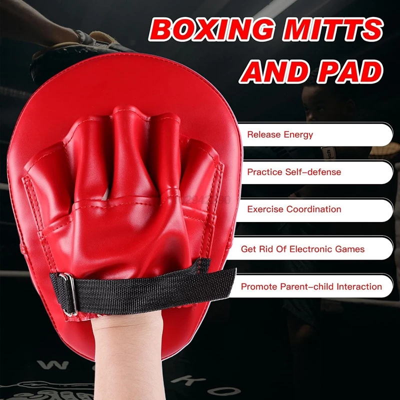 Picture 4: 2-in-1 Boxing Pads and Mitts Set - Punching Strike Pads & Training Gloves for Adults, Youth Home Gym Kickboxing, MMA Drills