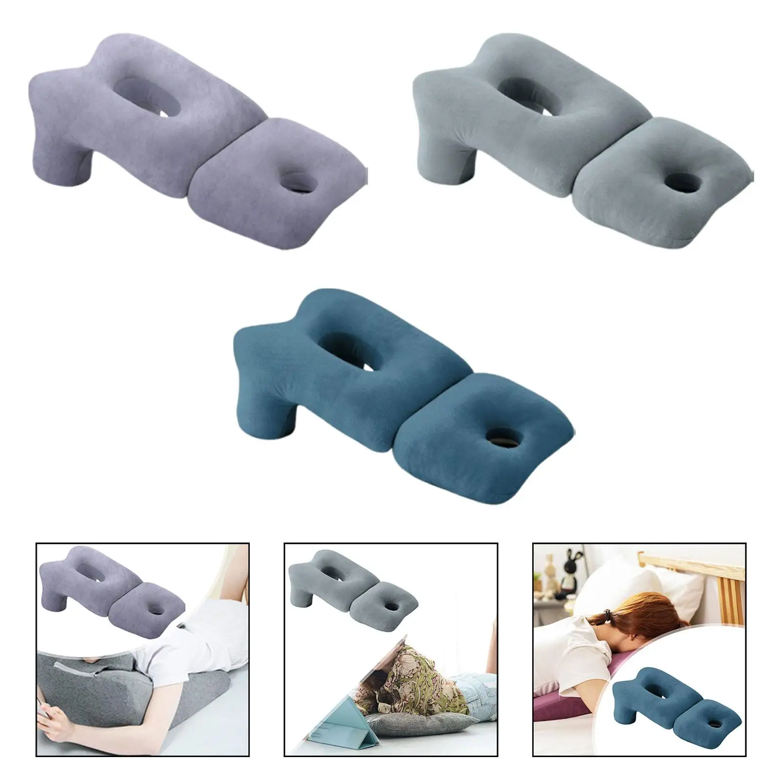Face Down Pillow, Versatile Removable Cover Lie on The Bed Pillow Neck Support for Bed, Sleeping, Abdomen, Stomach, Reading