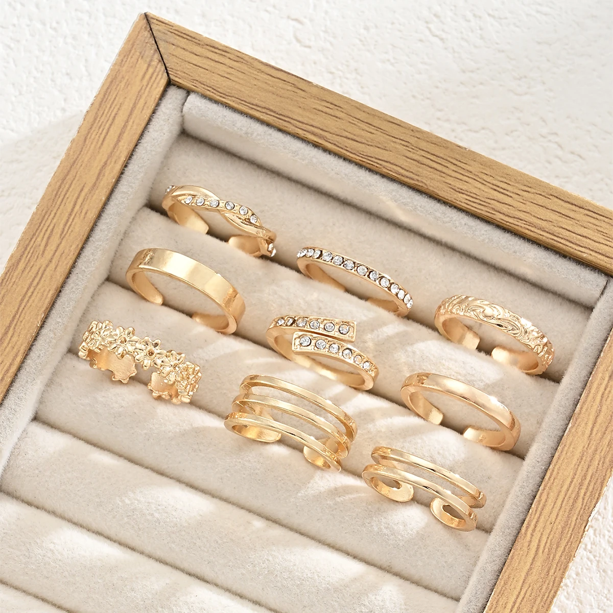 9/12 pcs Gold Hollow Open Toe Ring Set Heart Star Lightning Design For Women Adjustable Beach Foot Jewelry Summer Vacation Gifts view 5