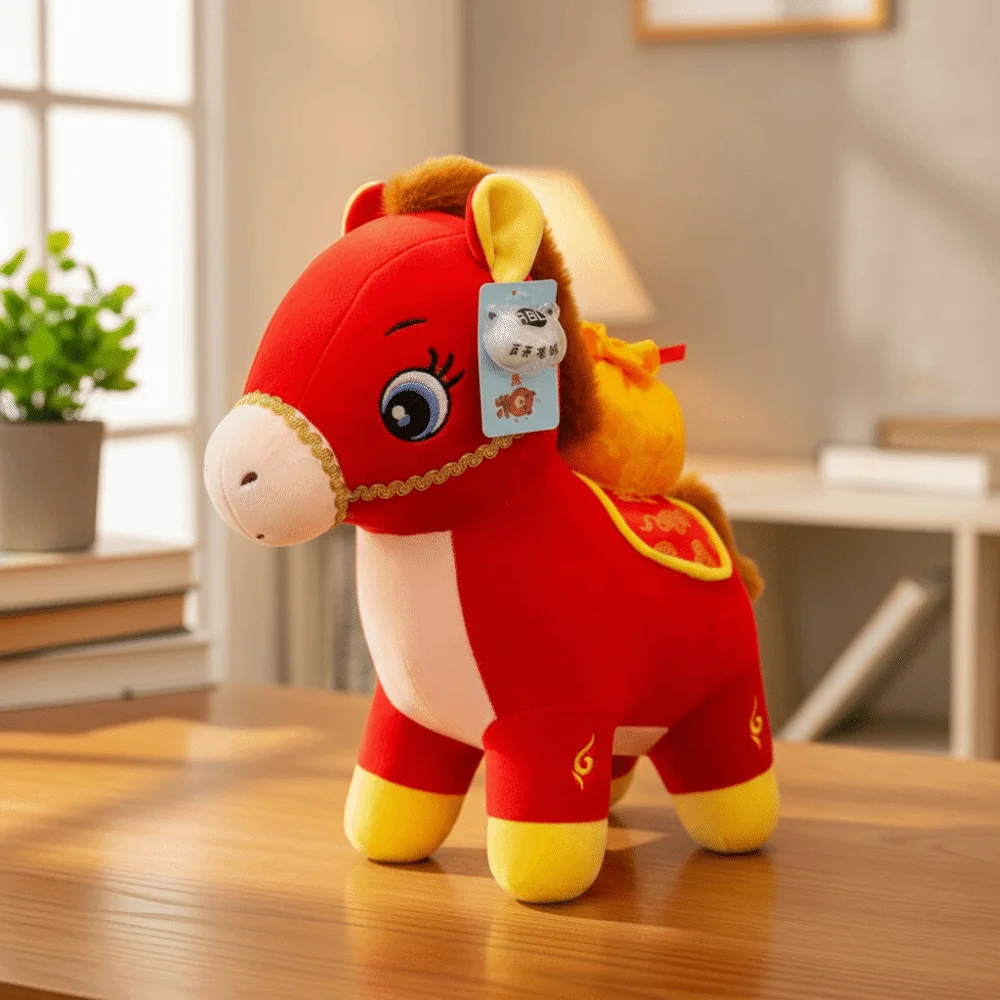 

Funny Mascot Horse Cute Good Luck Stuffed Horse Fluffy Kawaii Zodiac Pony Figurine Birthday Gift