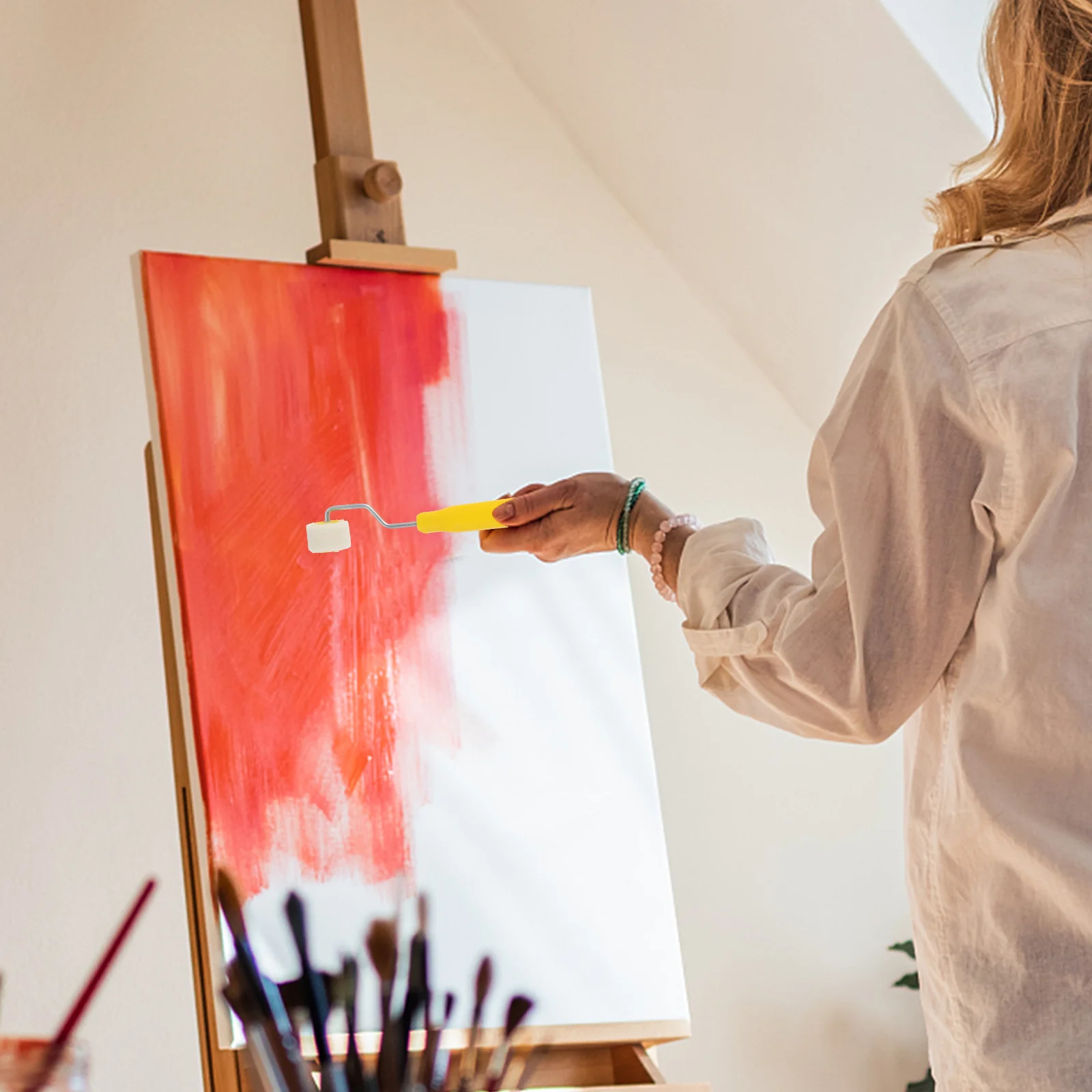 

Mini Paint 2cm Brush Small Size Tool for Walls Galvanized Handle Fine Small Paint Roller Wool Supplies