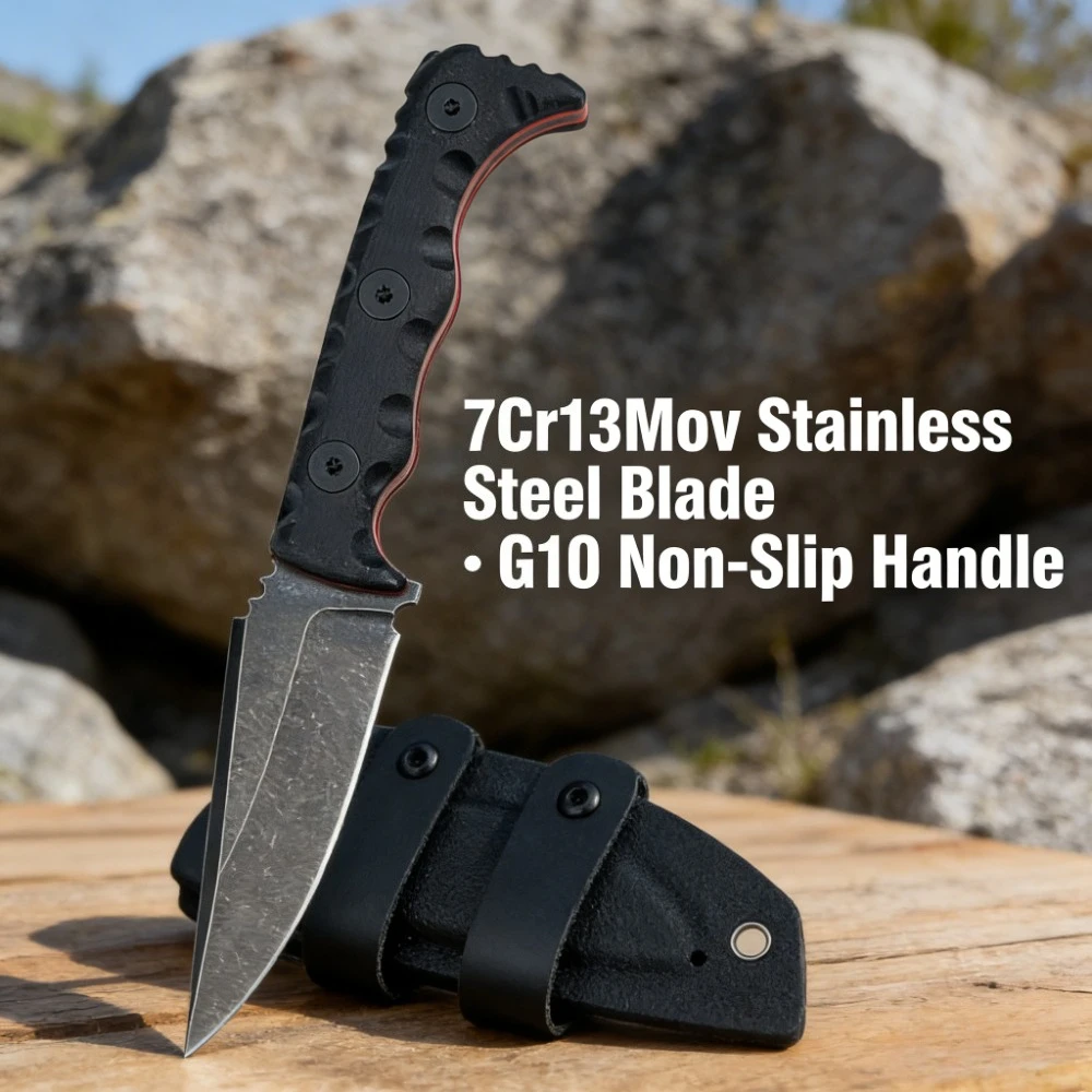 

Нож с прямым лезвием 7Cr13Mov, высокопрочное лезвие, рукоять G10, инструмент для выживания на природе, кемпинга, портативный EDC-нож