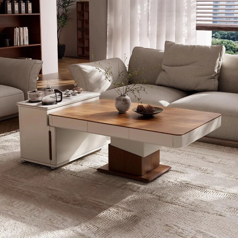 Lifting coffee table making tea integrated combination living room household antique movable tea table dual-purpose small
