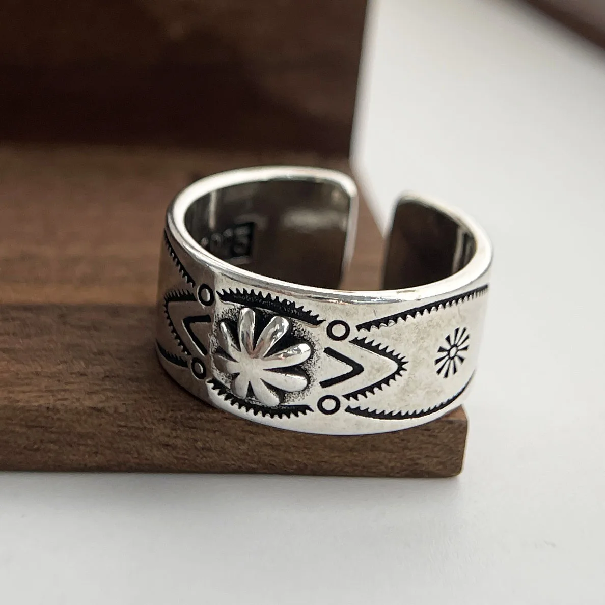 Women's 925 Sterling Silver Minimalist Flower Pattern Ring, Gift