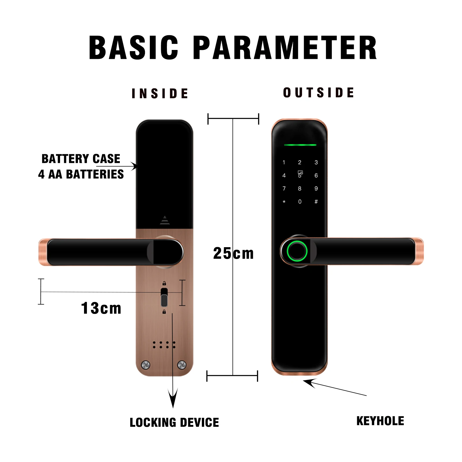 Tuya WiFi Fingerprint Biometric Smart Door Lock Metal Brushed Pattern Keyless Entry Password Card Dual Verification Mode