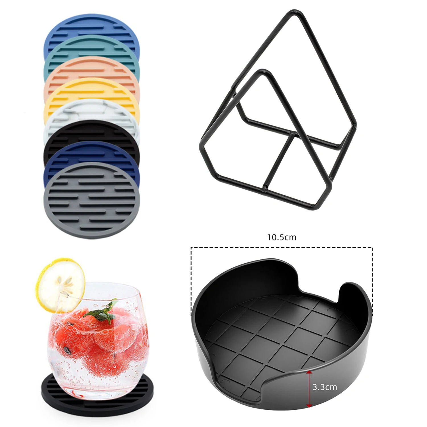 

OANKR Silicone Coasters Suitable for Hot & Cold Beverages Thickened Non-slip Drink Coasters Heat-resistant Mug Mat Kitchen Tools