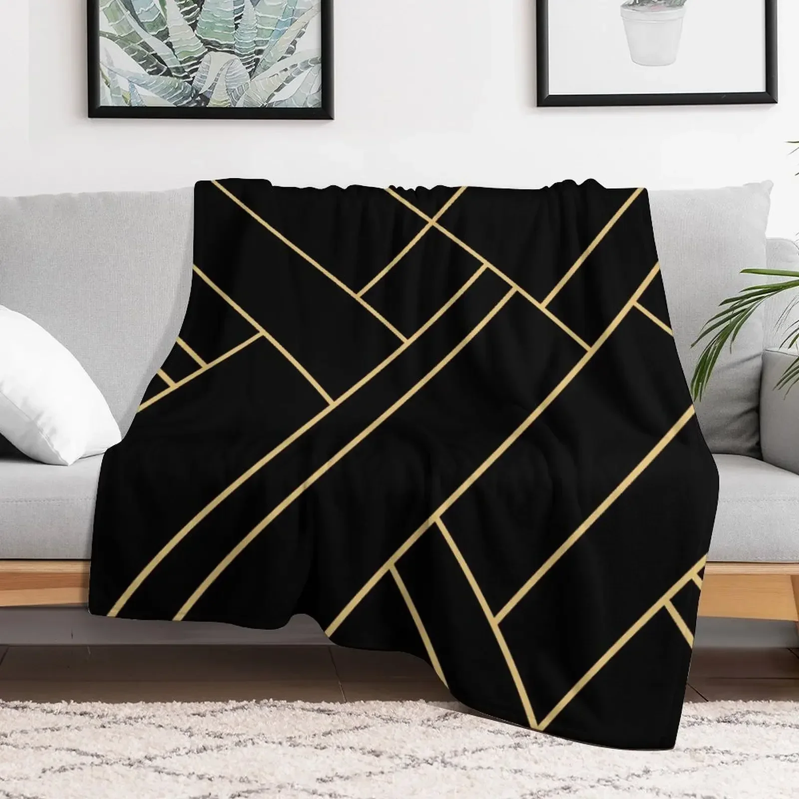 Black Gold Stone Geometric Throw Blanket Luxury Thicken for winter Blankets