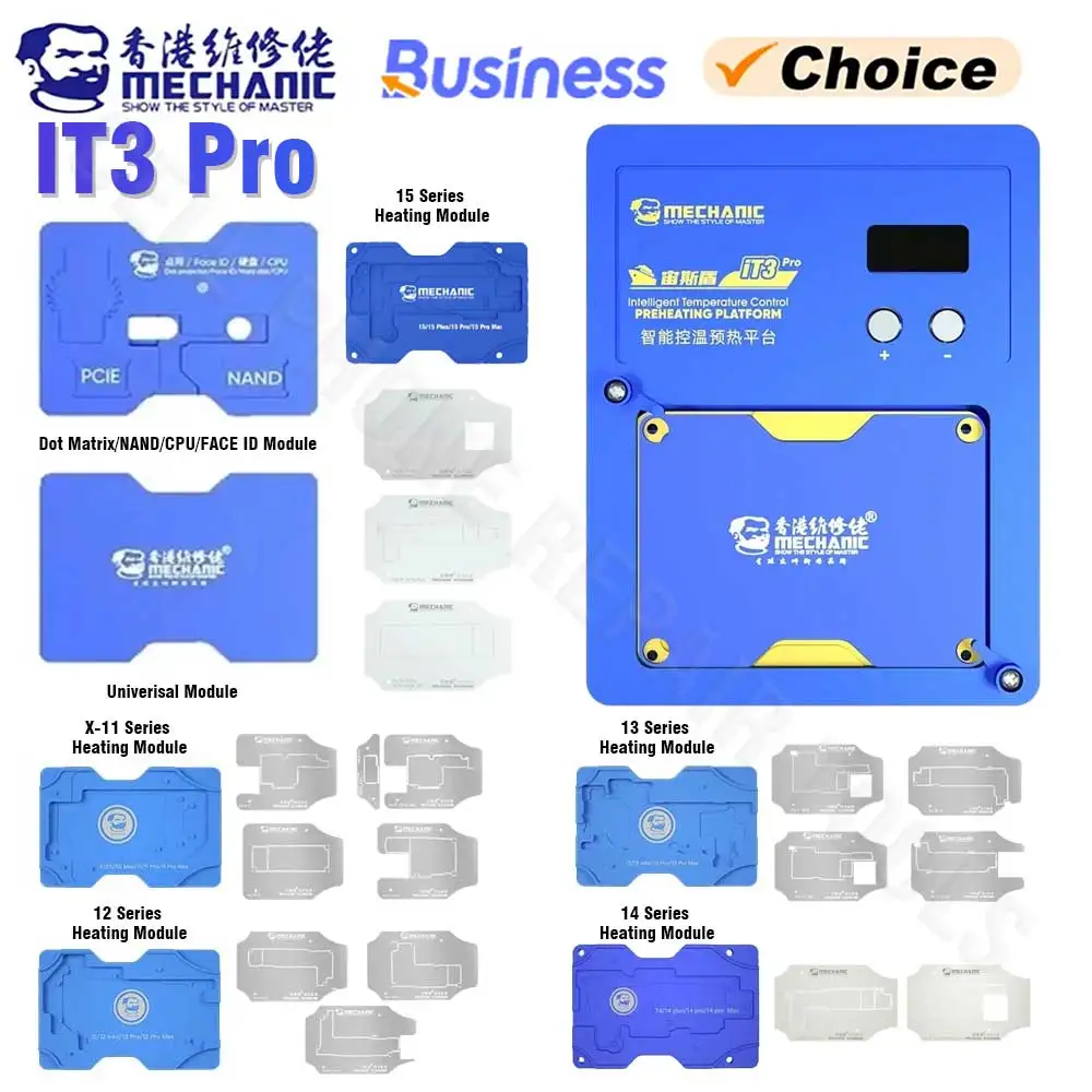 MECHANIC iT3 pro piattaforma di preriscaldamento intelligente per iPhone X-15 PRO MAX scheda madre Chip a strati BGA Stencil/riparazione a matrice