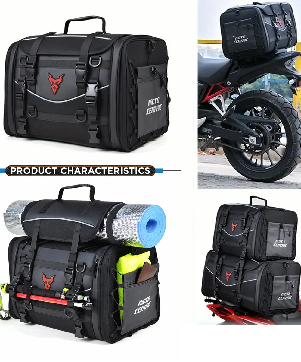 Motorcycle Tail Bag Multifunction Travel Helmet Bag Rear Seat Bag High Capacity Rider Backpack 40-60L Rear Tail SaddleBag
