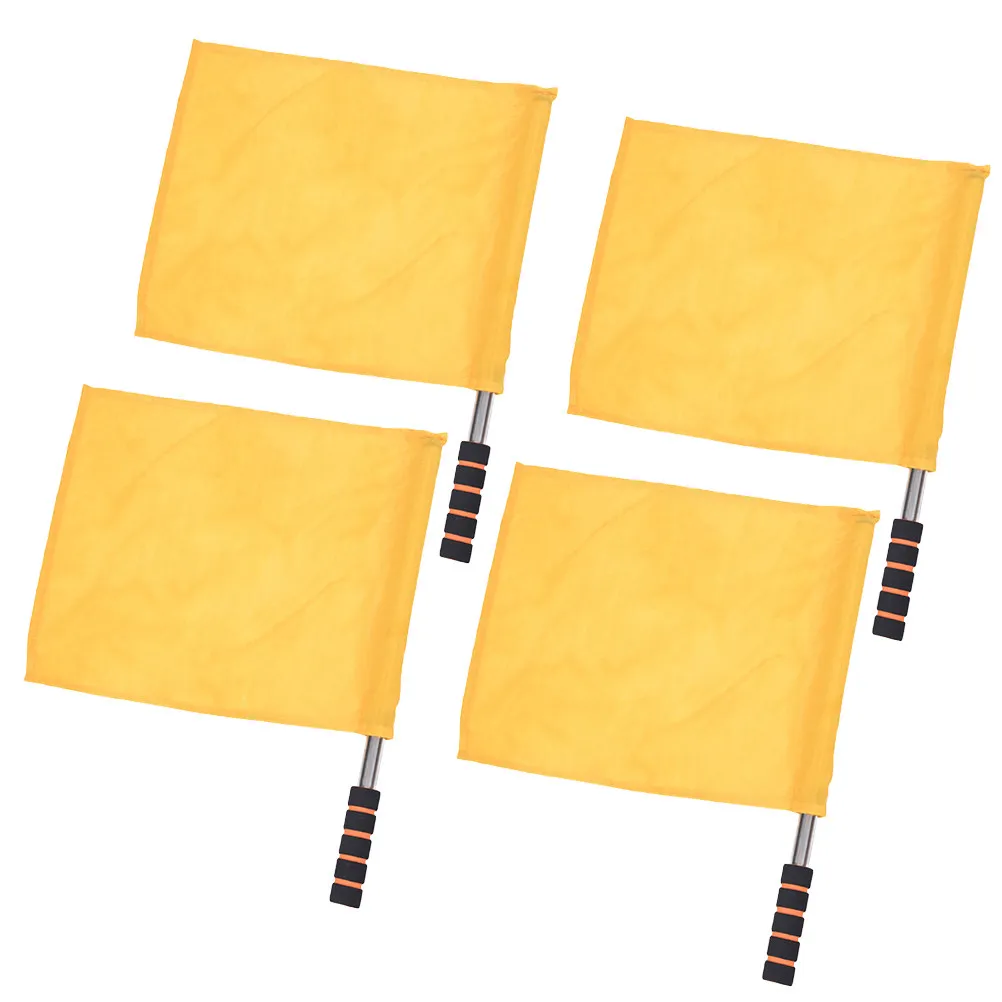 4Pcs Hand Signal Referee Flags Track and Field Events Solid Color Waterproof Cloth Sponge Handle Stainless Steel