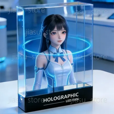 AI Animation Hologram Fan Display 2026 Upgrade Desktop Holobox Naked Eye 3D Robot Showcase Transparent LED Fan Screen