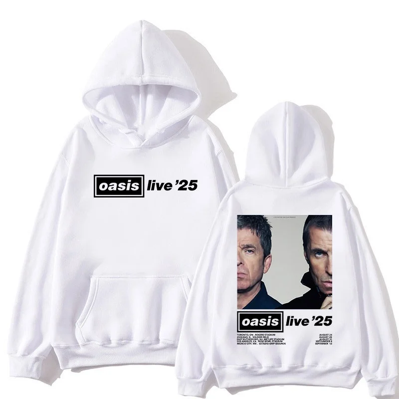 البريطانية روك باند O-واحة لايف 2025 جولة هوديي الخريف الشتاء الرجال النساء الهيب هوب موضة هوديي القطن خمر هوديي