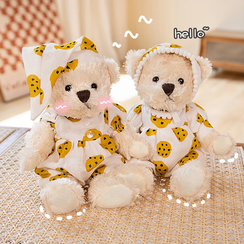 Casal dos desenhos animados vestido urso brinquedo de pelúcia bonecas recheado macio animal travesseiro menina aniversário decoração casamento presente