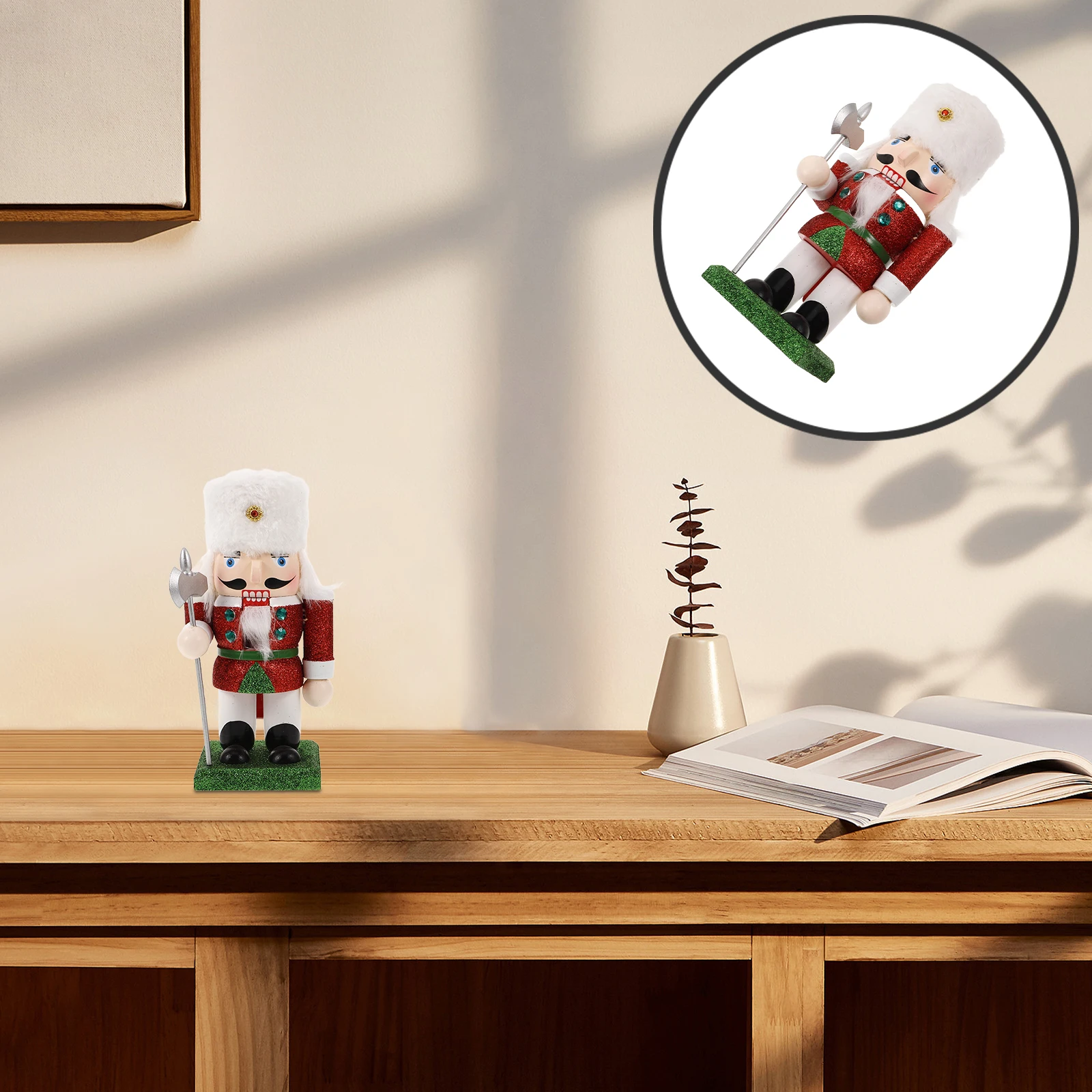 

Wooden Nutcracker Soldier Traditional Christmas Decor Glitter Holiday Accent Table Display Nutcracker Christmas Decoration