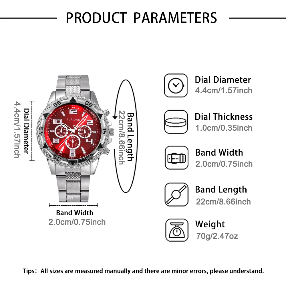 1 Men's Business Watch with Fashionable Round Dial and Alloy Strap, Men's Quartz Watch (No Box)