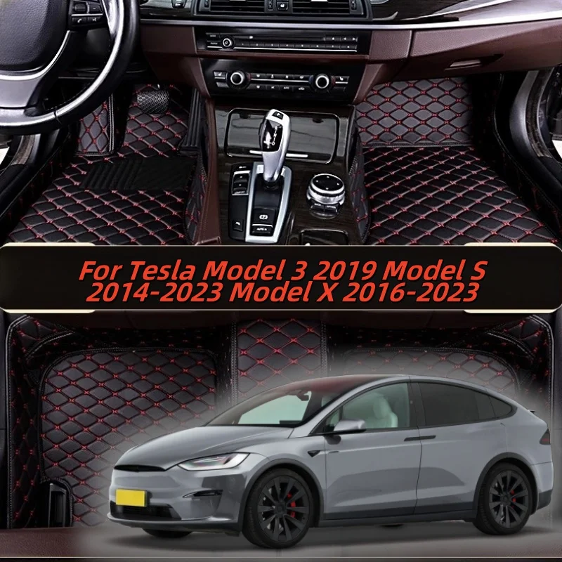 

Автомобильные коврики из кожи на заказ для Tesla Model 3 2019 Model S 2014-2023 Model X 2016-2023, аксессуары для салона автомобиля