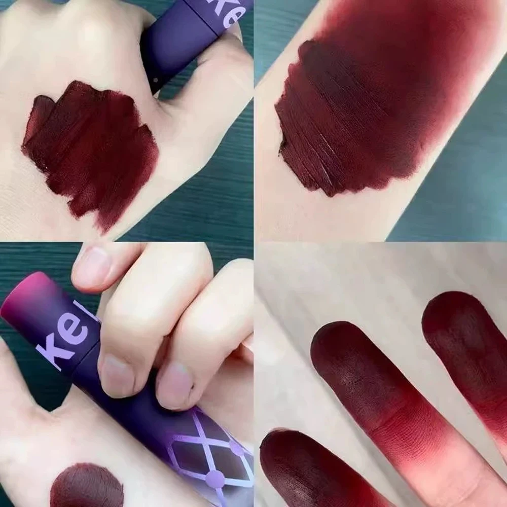 Pigeon Blood Red Matte Lippenstift, wasserfest und langlebig, blauer Gothic-Lipgloss, sexy Punk, schwarze Lippentönung, dunkle Lippencreme, Make-up
