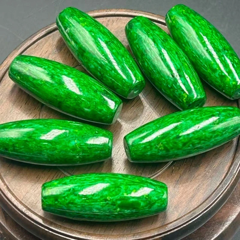 2pc Natural Emerald Green Jade DIY Ivory Carving Pendants Earrings Jadeite Jewellery Fashion Accessories Amulet Women Men
