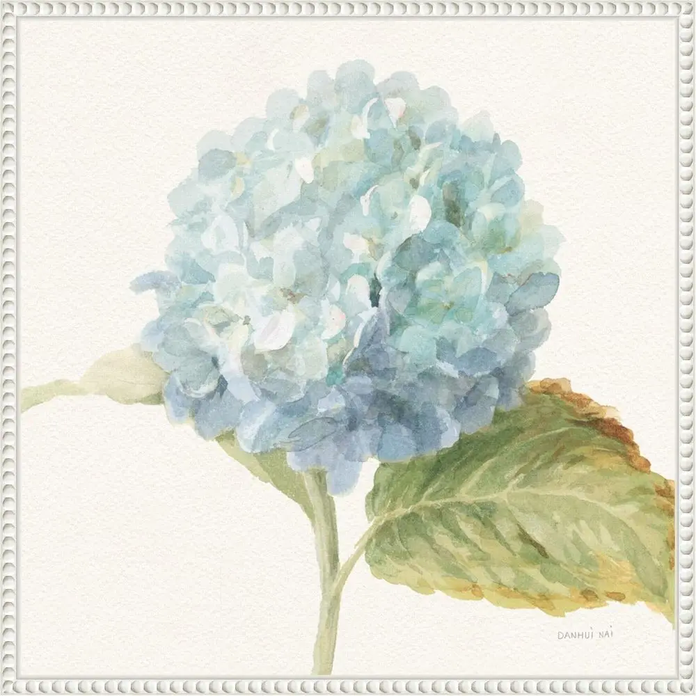 

Blue Hydrangea Crop Canvas Wall Art, 22x22 inches, Traditional Decor for Living Room