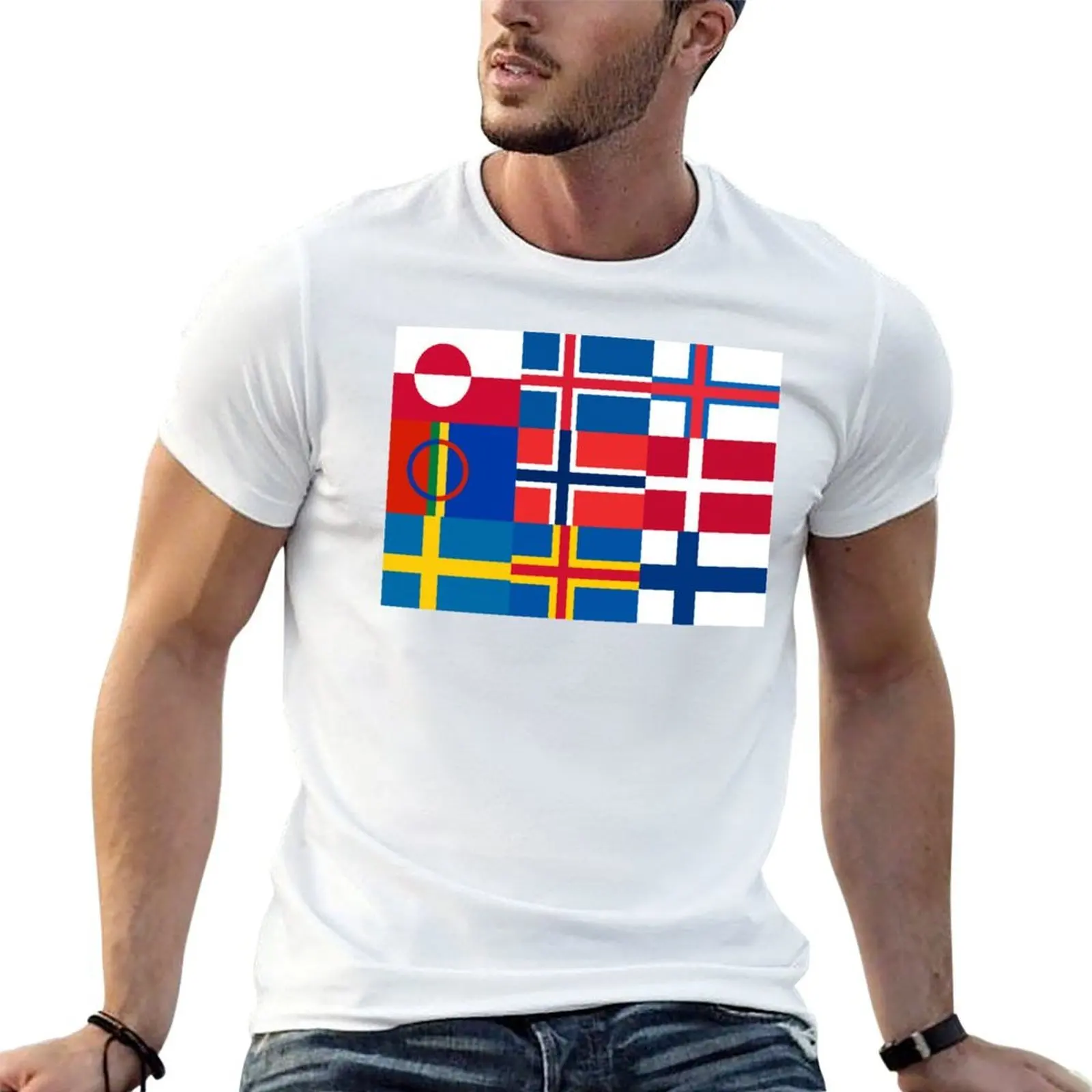 

Nordic Flags Geo East to West T-Shirt t shirt personalised man t shirt cotton high quality T-Shirt