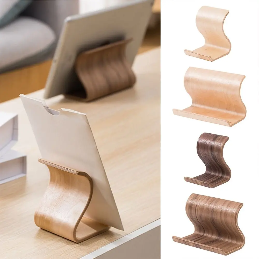 

Simple Multi-functional Phone Holder Wood Yellow Coffee Phone Stand Two Size Display Rack Desktop Ornament