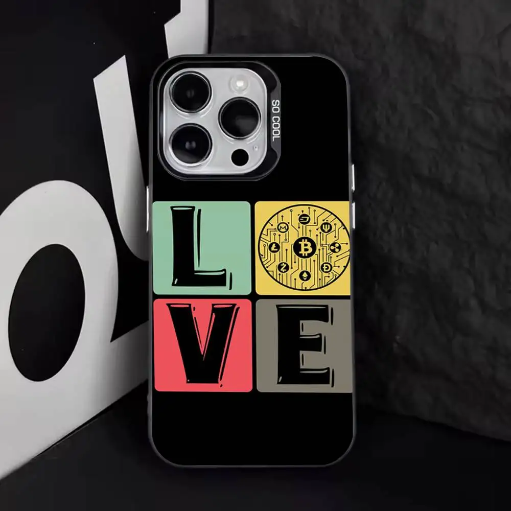 Bitcoin P-Pattern Art Phone Case For iPhone 17,16,15,14,13,12,11,Pro,Max,Plus,E,Air,Mini Black Tpu Cover
